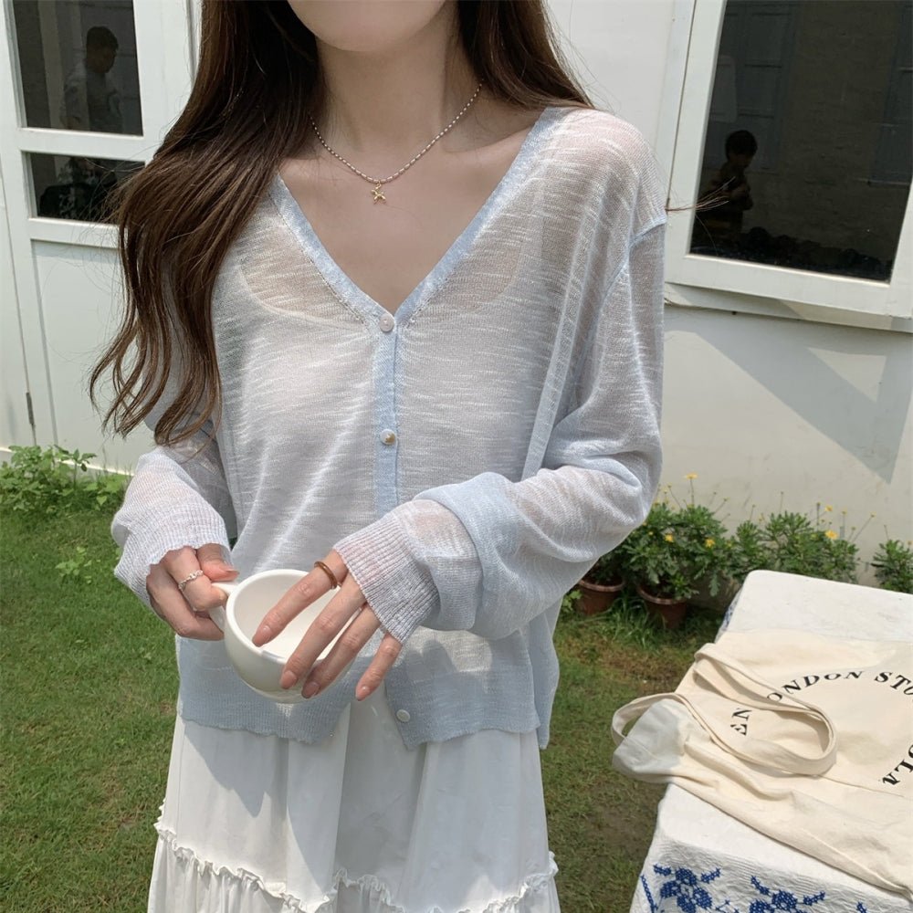シアーリネンVネックカーディガン|オフィスカジュアル レディース 通販【ミレジェネ】
