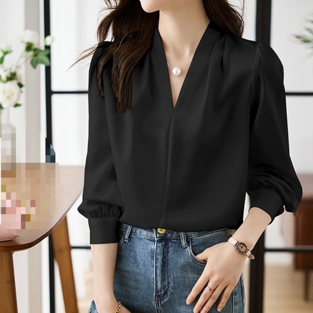 Vネックベーシックブラウス|オフィスカジュアル レディース 通販【ミレジェネ】