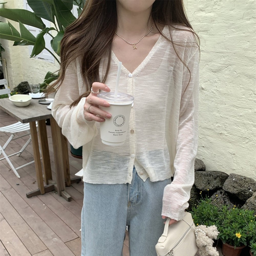 シアーリネンVネックカーディガン|オフィスカジュアル レディース 通販【ミレジェネ】