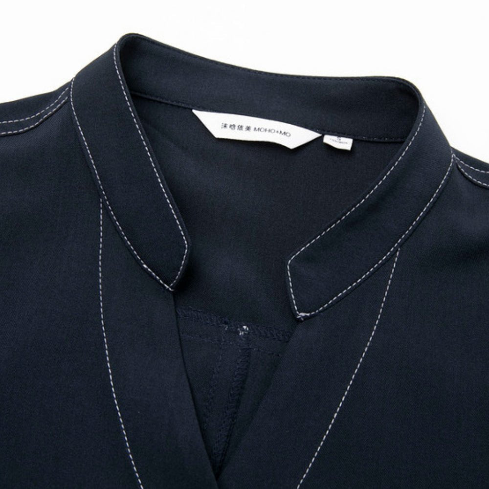 ベルト付きVネック前ボタンワンピース|オフィスカジュアル レディース 通販【ミレジェネ】