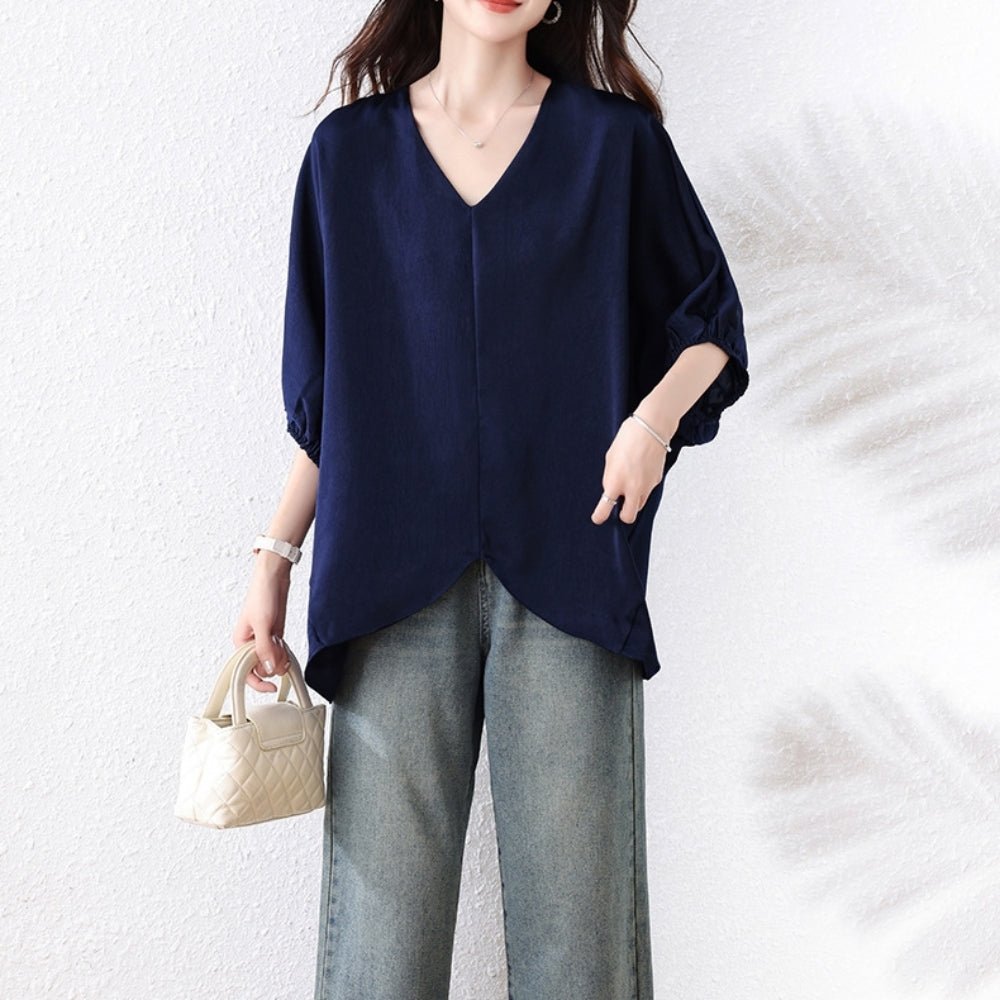 Vネックドルマントップス|オフィスカジュアル レディース 通販【ミレジェネ】