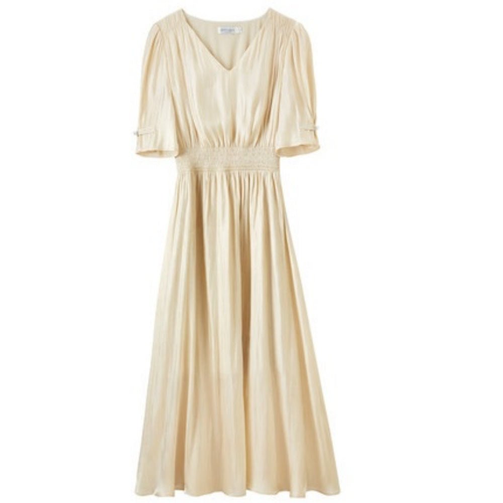 パール付きVネックワンピース|オフィスカジュアル レディース 通販【ミレジェネ】