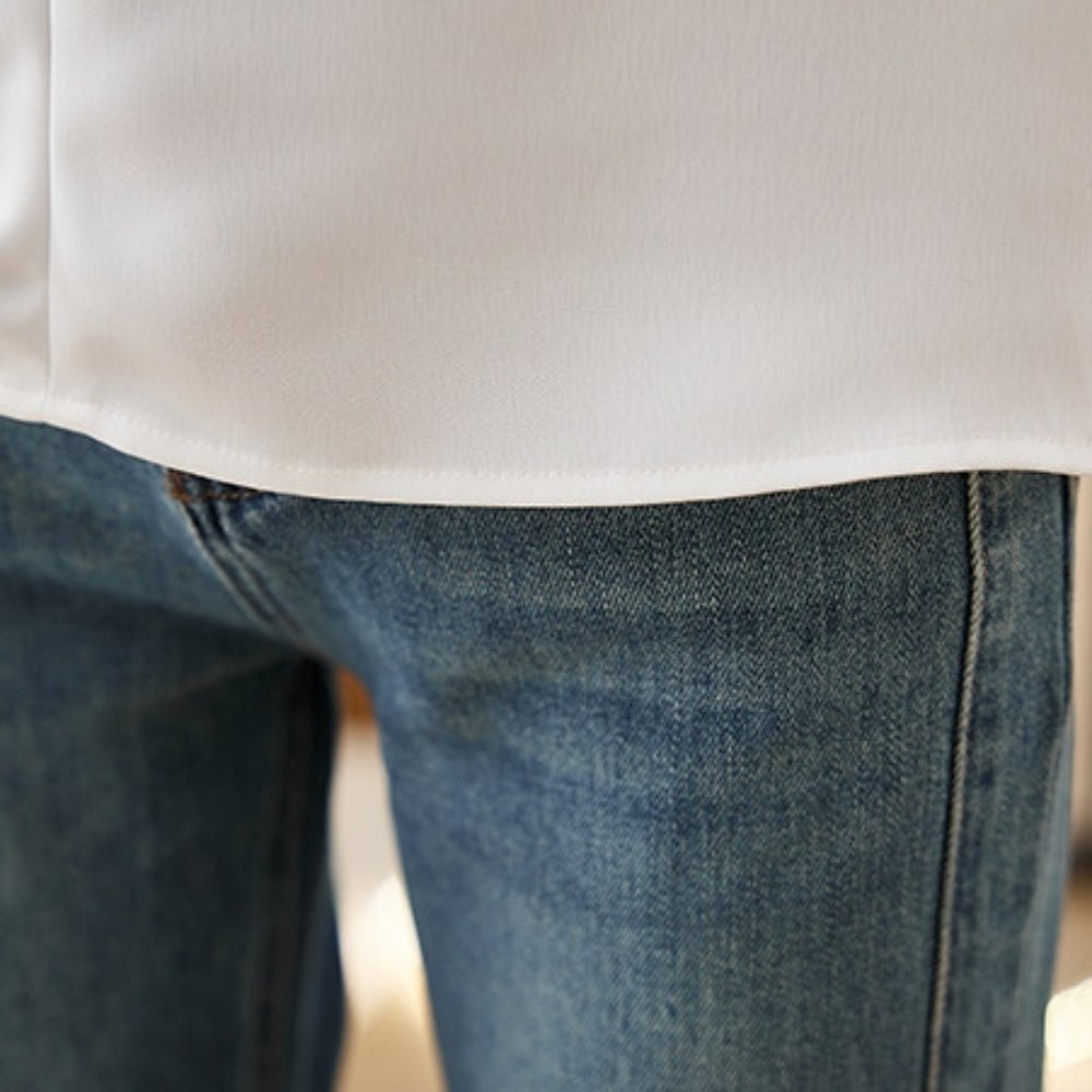 Vネックベーシックブラウス|オフィスカジュアル レディース 通販【ミレジェネ】