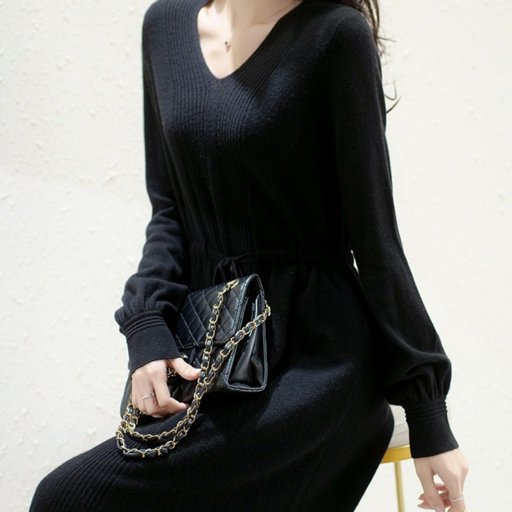 ドロストVネックニットワンピース|オフィスカジュアル レディース 通販【ミレジェネ】