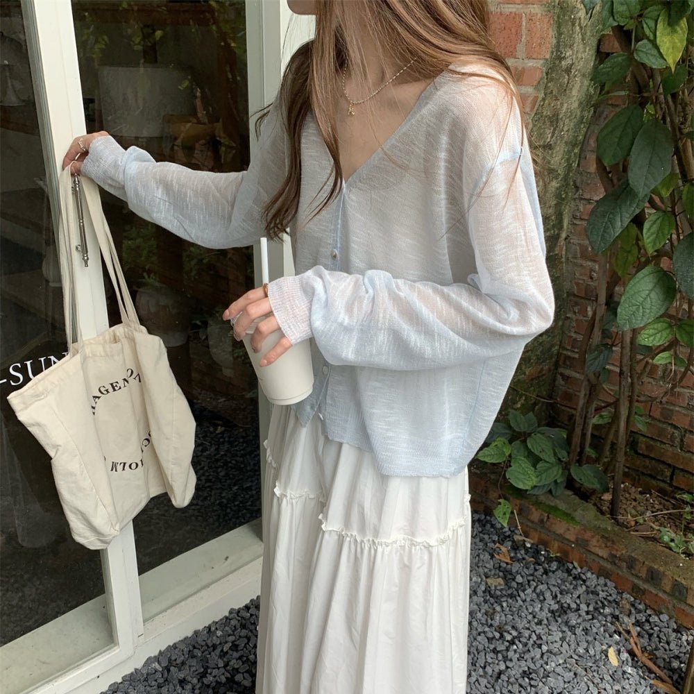 シアーリネンVネックカーディガン|オフィスカジュアル レディース 通販【ミレジェネ】