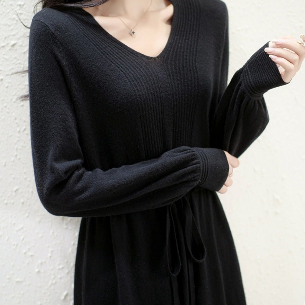 ドロストVネックニットワンピース|オフィスカジュアル レディース 通販【ミレジェネ】