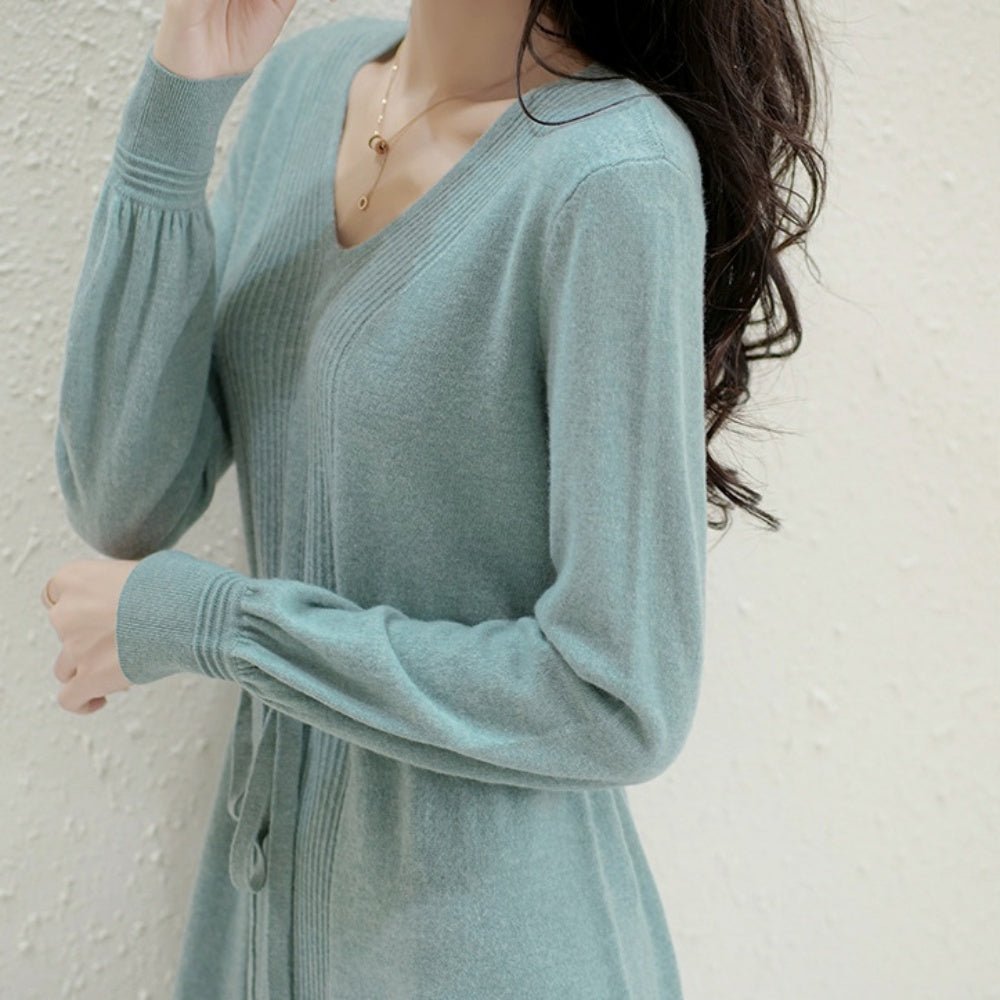 ドロストVネックニットワンピース|オフィスカジュアル レディース 通販【ミレジェネ】