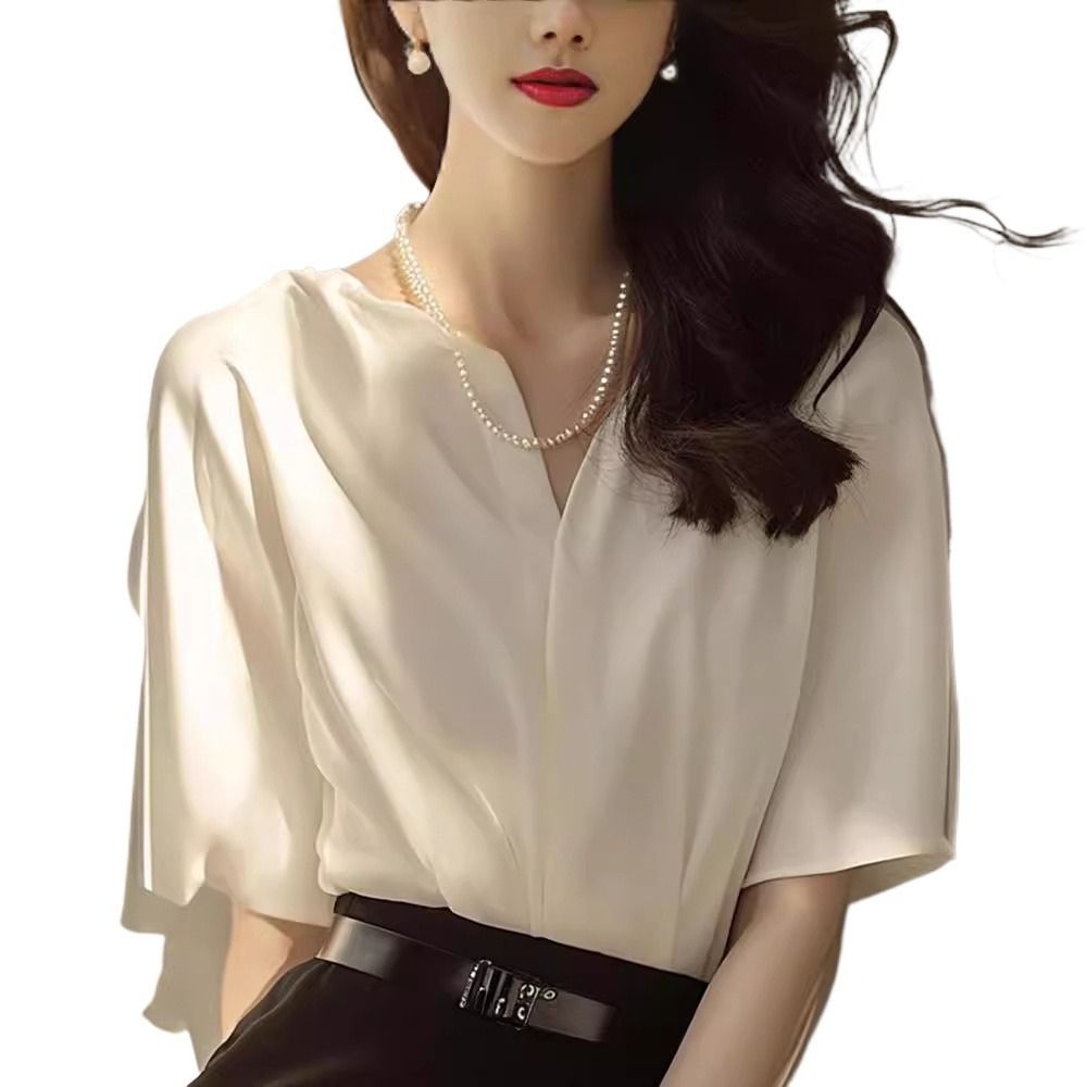 フレアスリーブVネックブラウス|オフィスカジュアル レディース 通販【ミレジェネ】