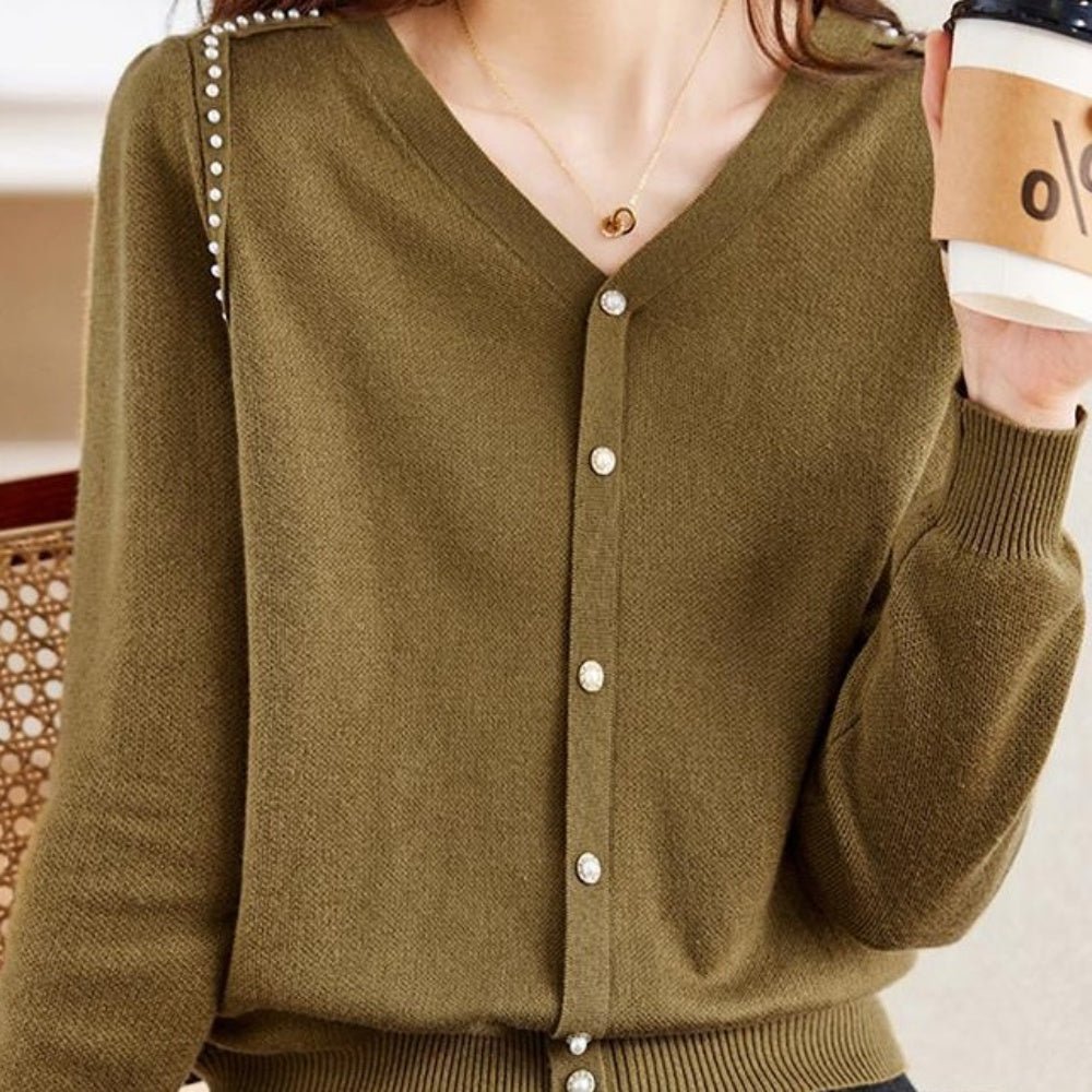 ボタンVネックニット|オフィスカジュアル レディース 通販【ミレジェネ】