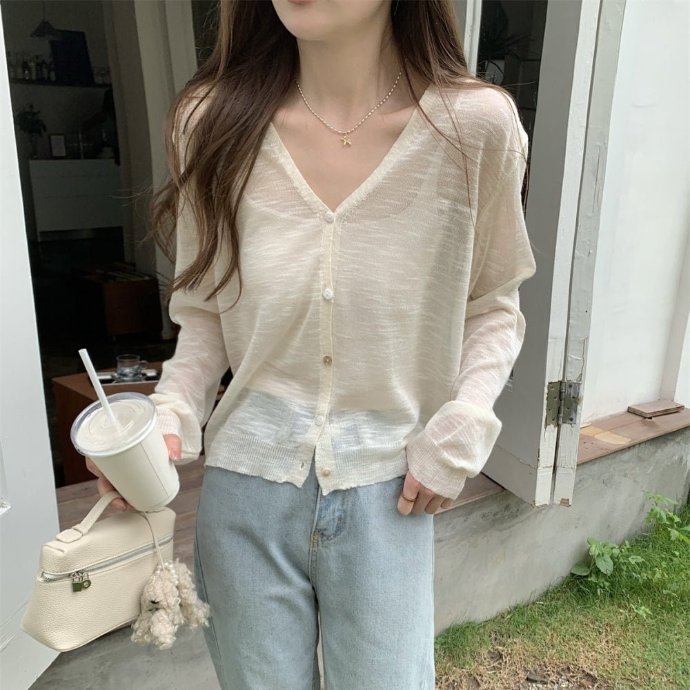 シアーリネンVネックカーディガン|オフィスカジュアル レディース 通販【ミレジェネ】