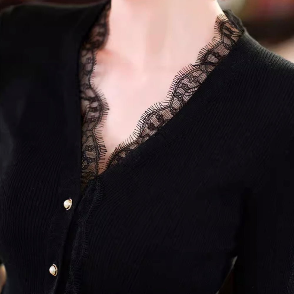 Vネックレースニット|オフィスカジュアル レディース 通販【ミレジェネ】