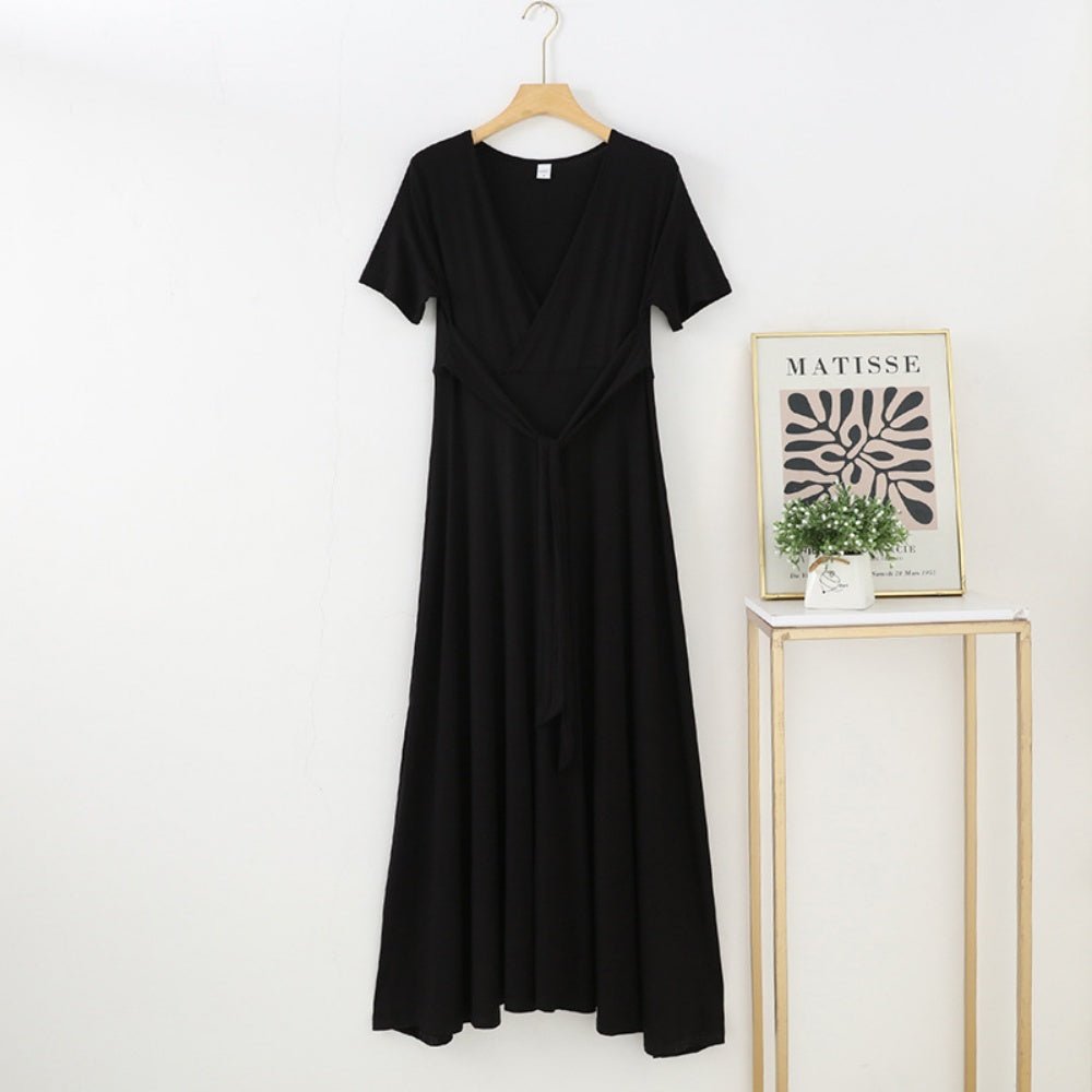 Vネックウエストリボンワンピース|オフィスカジュアル レディース 通販【ミレジェネ】
