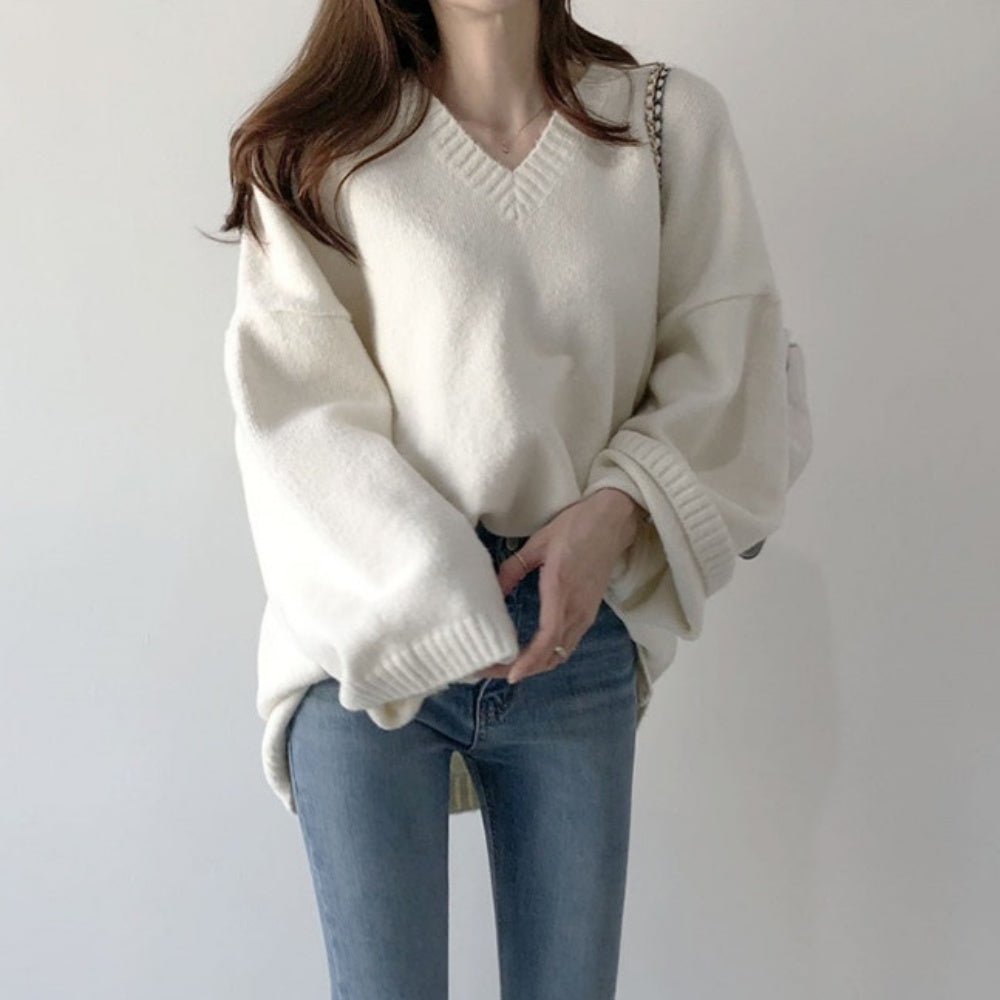 Vネックオーバーサイズニット|オフィスカジュアル レディース 通販【ミレジェネ】