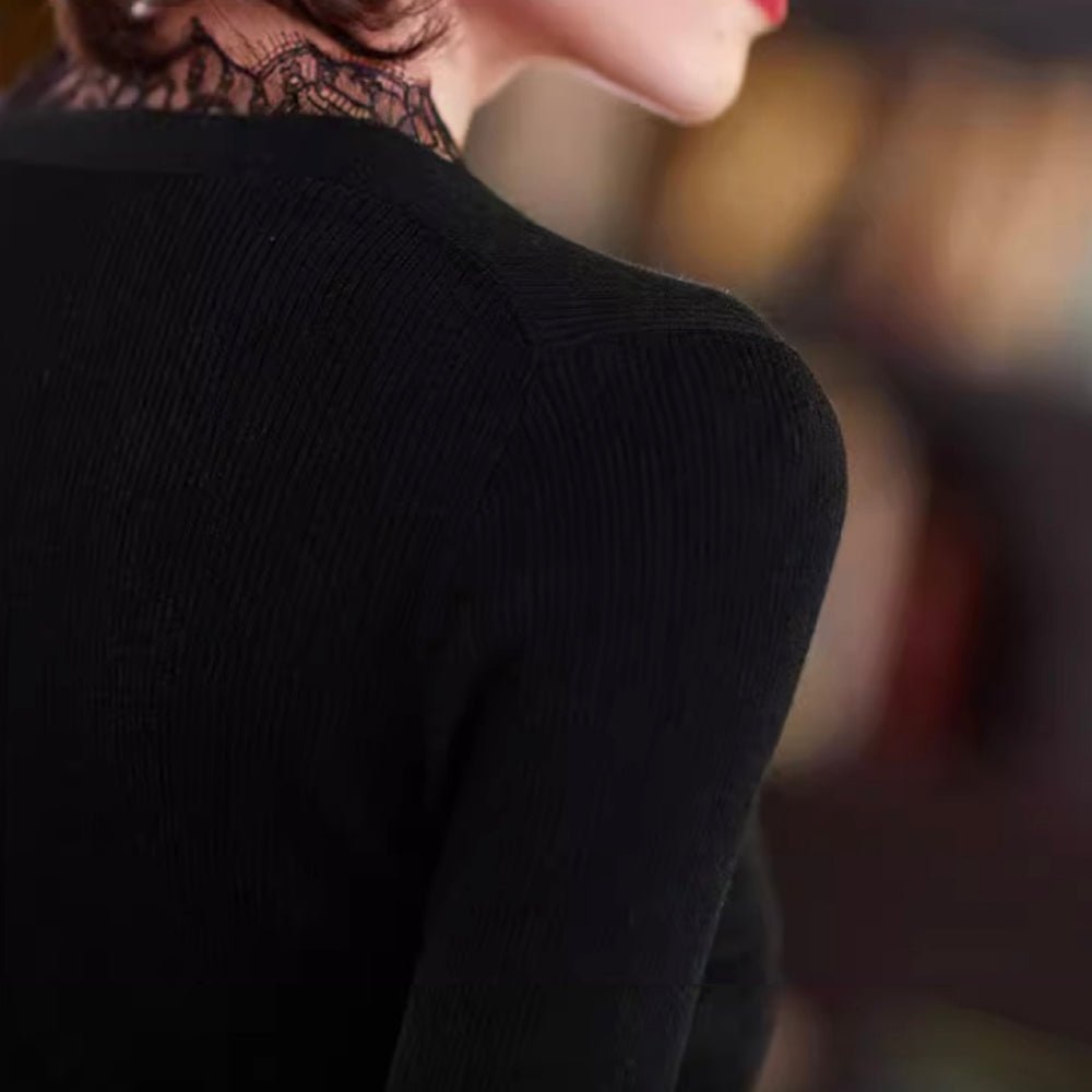 Vネックレースニット|オフィスカジュアル レディース 通販【ミレジェネ】