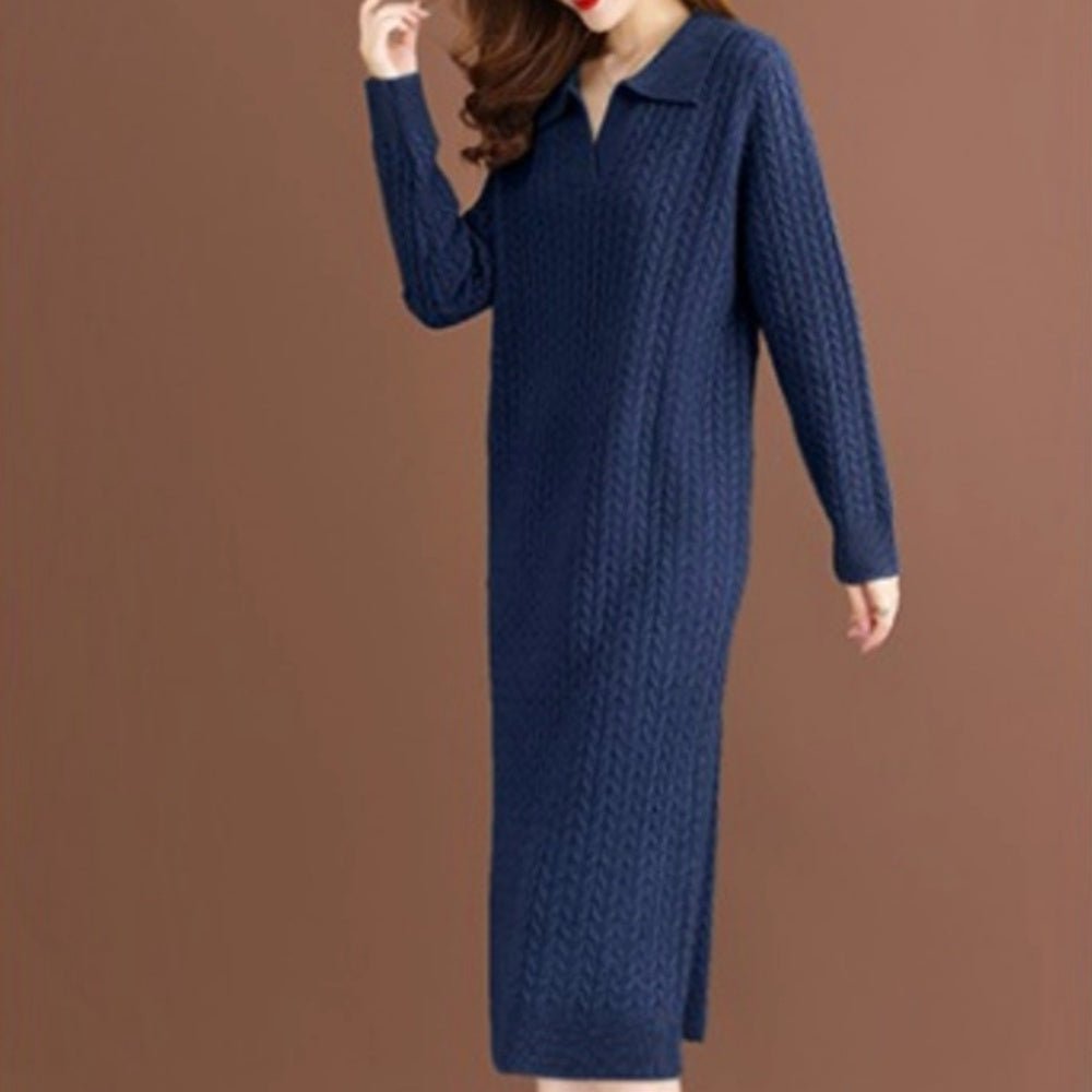 細ケーブルVネックニットワンピース|オフィスカジュアル レディース 通販【ミレジェネ】