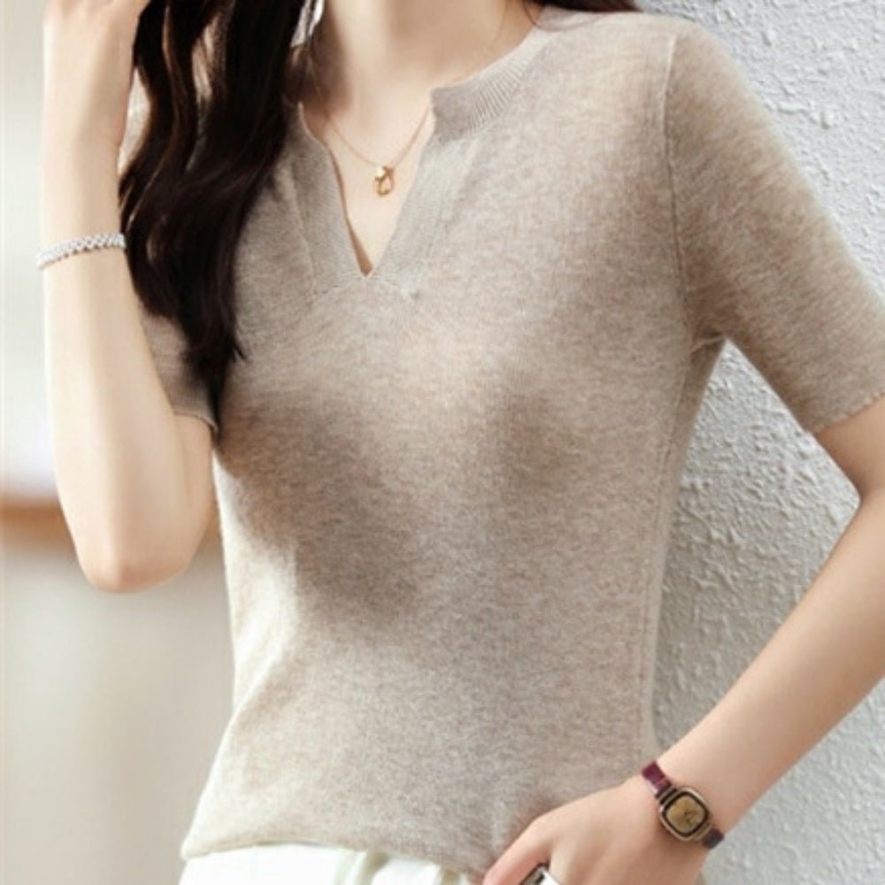 切り込みVネックサマーニット|オフィスカジュアル レディース 通販 Millennial Generation【ミレジェネ】