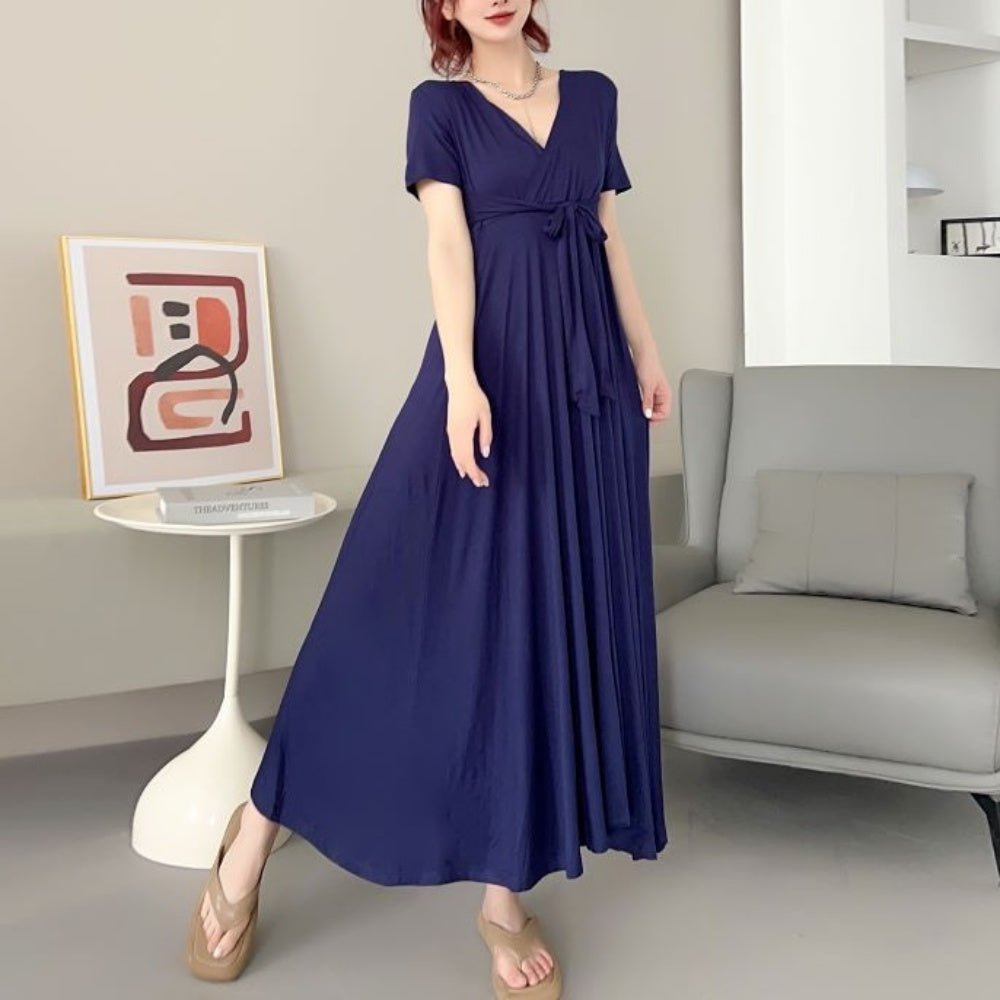 Vネックウエストリボンワンピース|オフィスカジュアル レディース 通販【ミレジェネ】