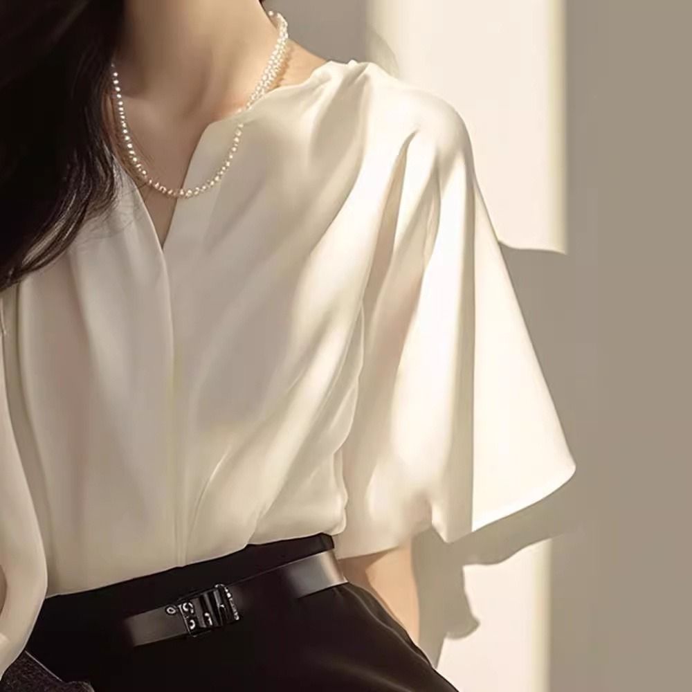 フレアスリーブVネックブラウス|オフィスカジュアル レディース 通販【ミレジェネ】