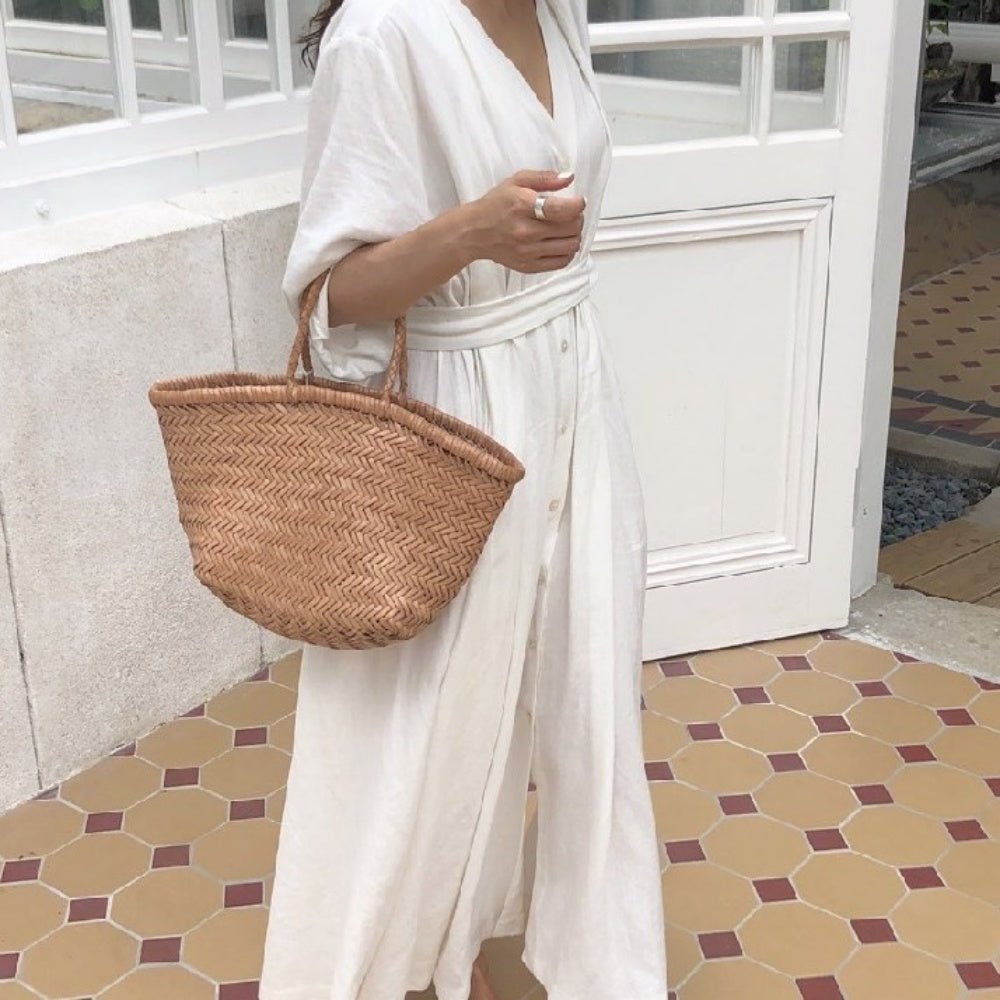 オフィスカジュアル 春 夏 ウエストベルト付きVネックワンピース ミレジェネ