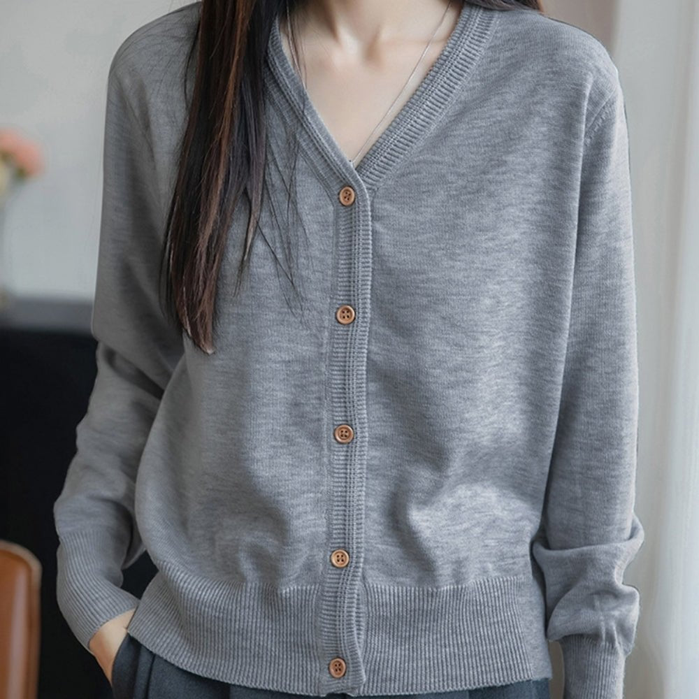 Vネックパステルカラーカーディガン|オフィスカジュアル レディース 通販【ミレジェネ】