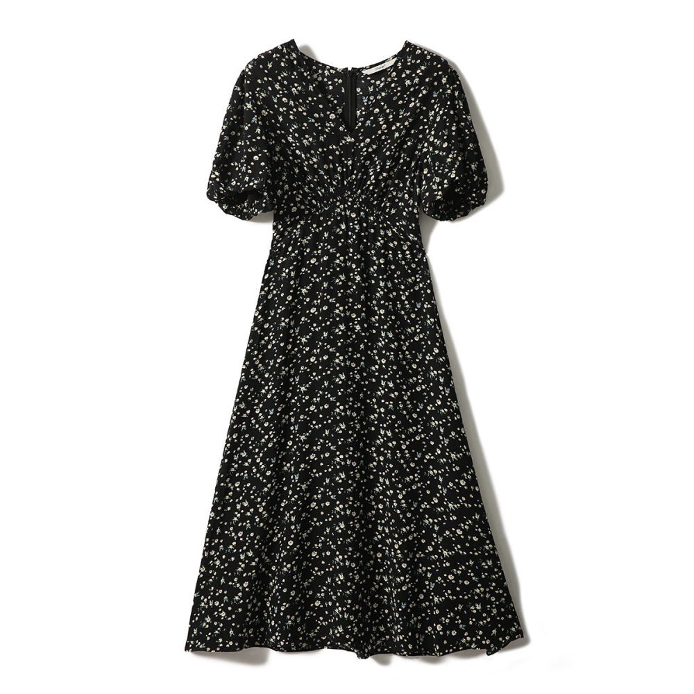 Vネック花柄シフォンワンピース|オフィスカジュアル レディース 通販【ミレジェネ】