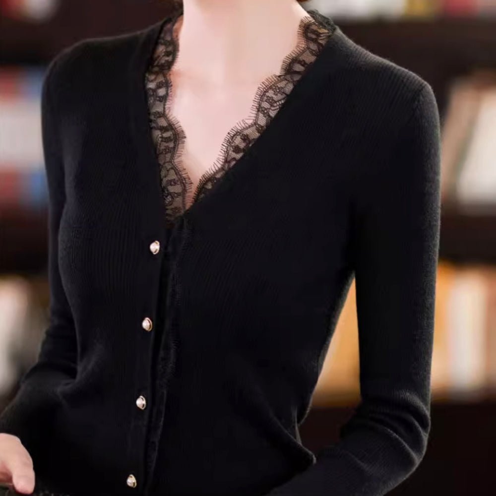 Vネックレースニット|オフィスカジュアル レディース 通販【ミレジェネ】