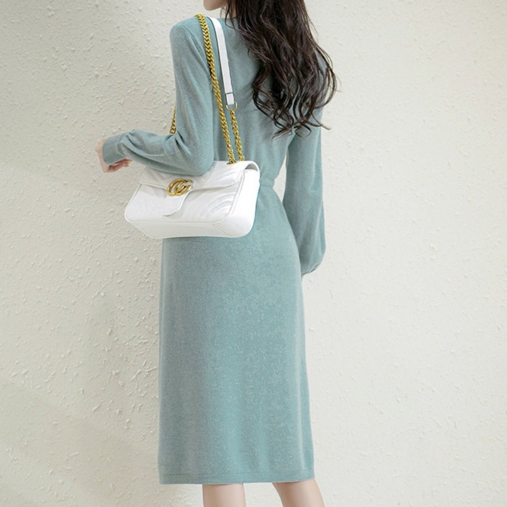 ドロストVネックニットワンピース|オフィスカジュアル レディース 通販【ミレジェネ】