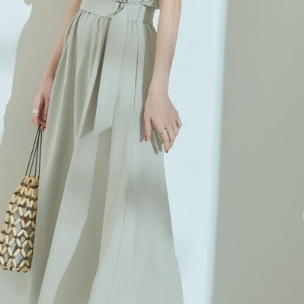 共布ベルト付きVネック半袖ワンピース|オフィスカジュアル レディース 通販 Millennial Generation【ミレジェネ】