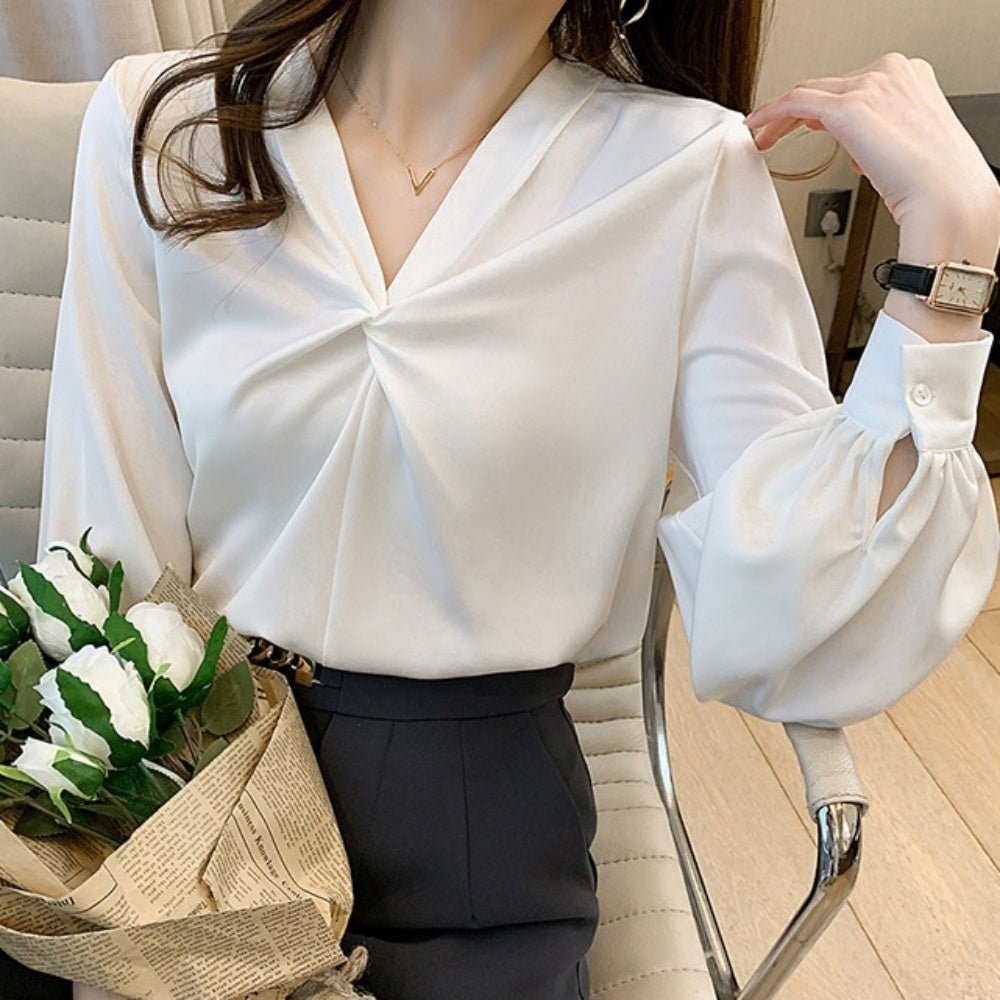 Vネッククロスブラウス|オフィスカジュアル レディース 通販【ミレジェネ】