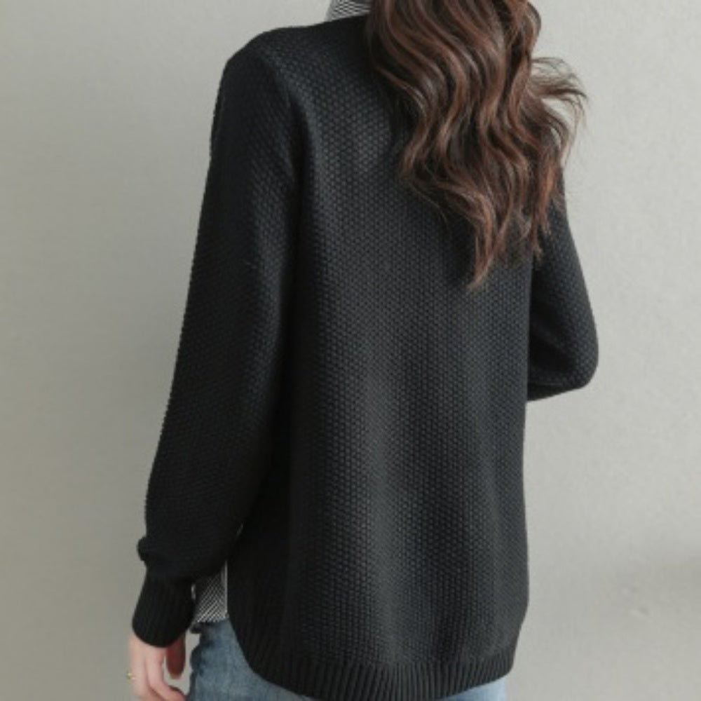 Vネックセーター+ストライプシャツ|オフィスカジュアル レディース 通販【ミレジェネ】