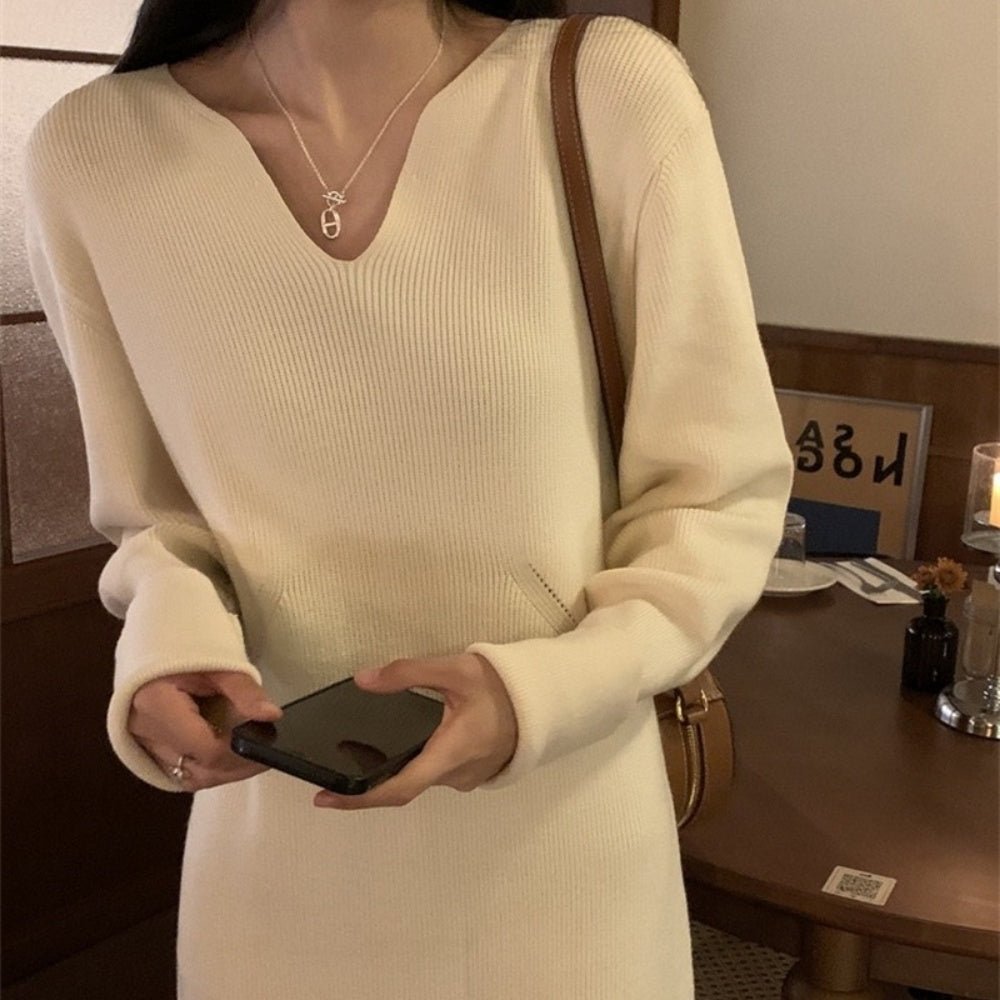 Vネックニットワンピース|オフィスカジュアル レディース 通販【ミレジェネ】