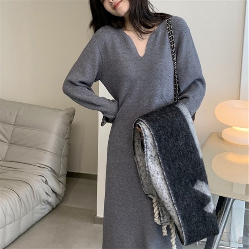 Vネックニットワンピース|オフィスカジュアル レディース 通販【ミレジェネ】