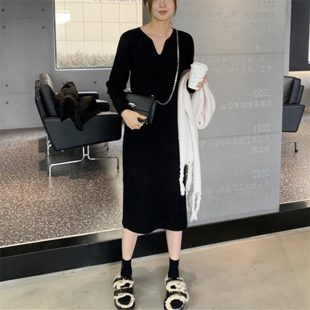 Vネックニットワンピース|オフィスカジュアル レディース 通販【ミレジェネ】