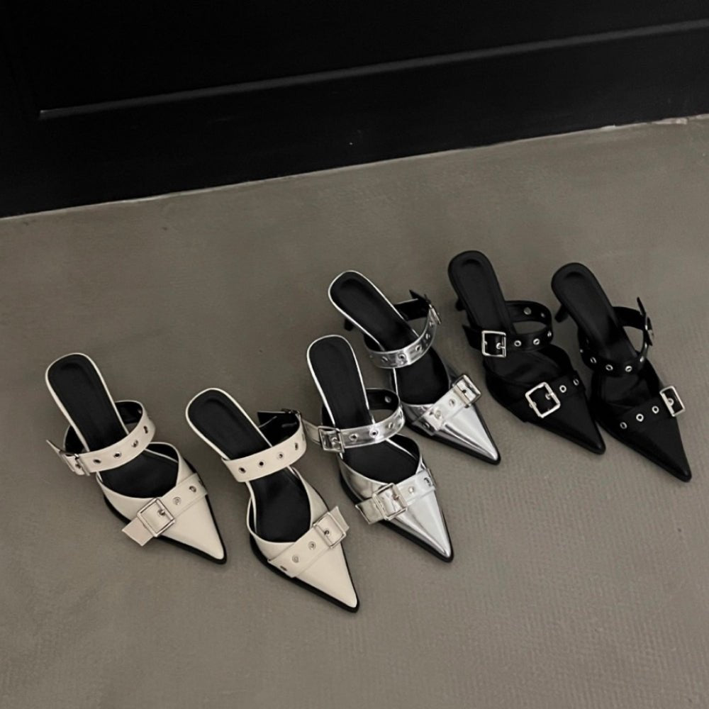 Wベルトアクセントミュール|オフィスカジュアル レディース 通販【ミレジェネ】