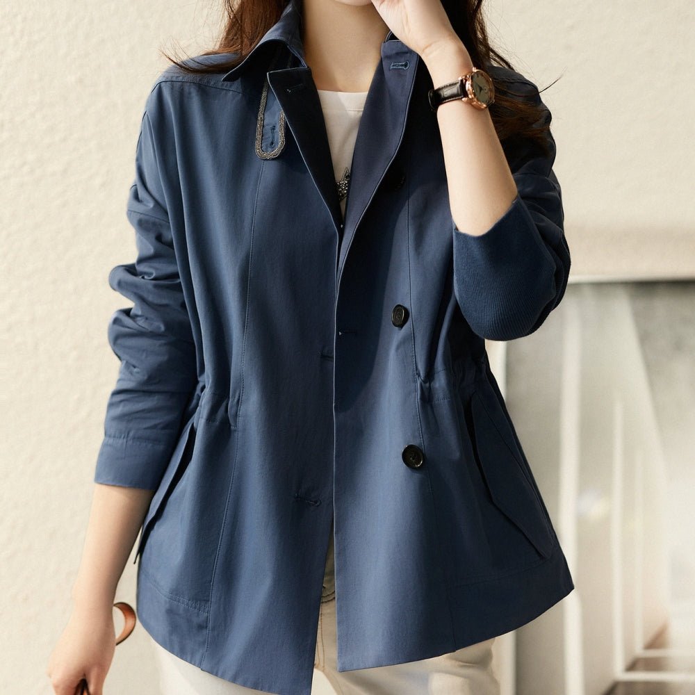 ウエストシャーリングWボタンジャケット|オフィスカジュアル レディース 通販【ミレジェネ】