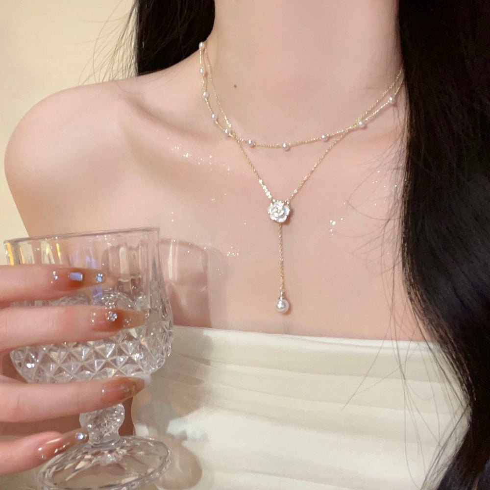 カメリアY字パールネックレスセット|オフィスカジュアル レディース 通販【ミレジェネ】