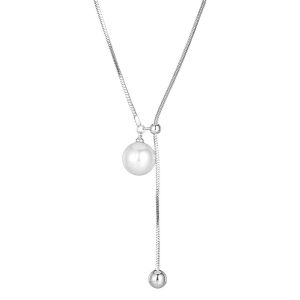 一粒パールY字ロングネックレス|オフィスカジュアル レディース 通販【ミレジェネ】