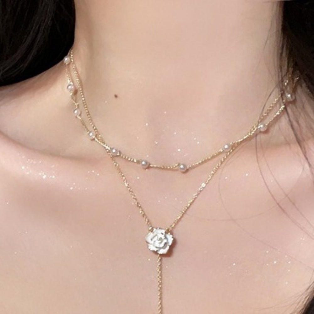 カメリアY字パールネックレスセット|オフィスカジュアル レディース 通販【ミレジェネ】