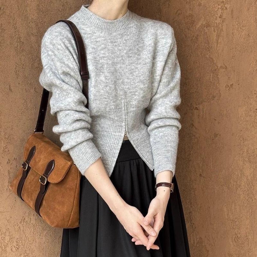 フロントZipスリットスリムニット|オフィスカジュアル レディース 通販【ミレジェネ】