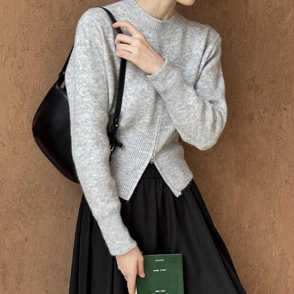 フロントZipスリットスリムニット|オフィスカジュアル レディース 通販【ミレジェネ】