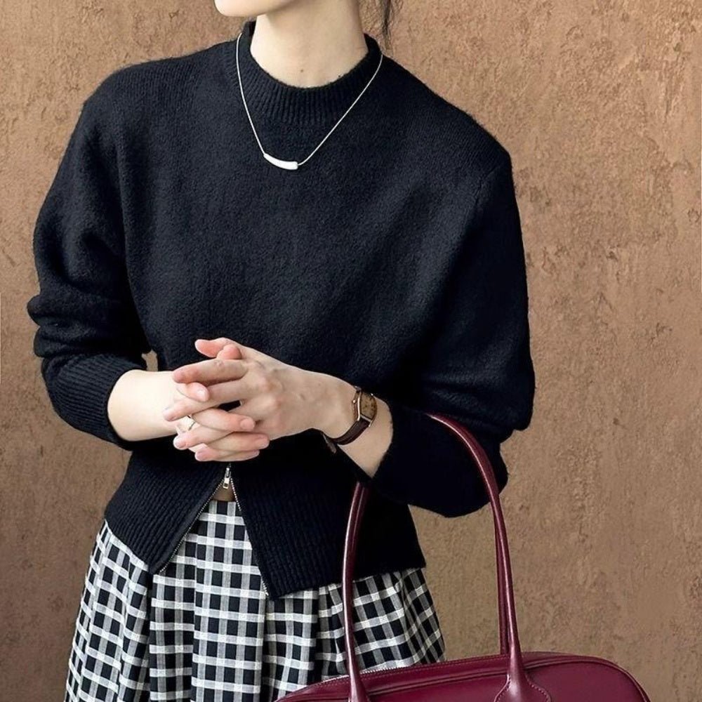 フロントZipスリットスリムニット|オフィスカジュアル レディース 通販【ミレジェネ】