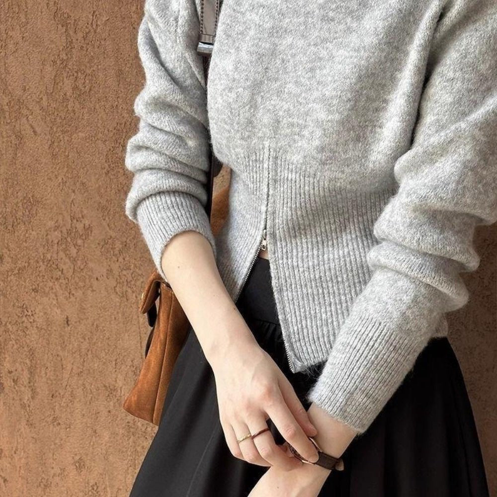 フロントZipスリットスリムニット|オフィスカジュアル レディース 通販【ミレジェネ】