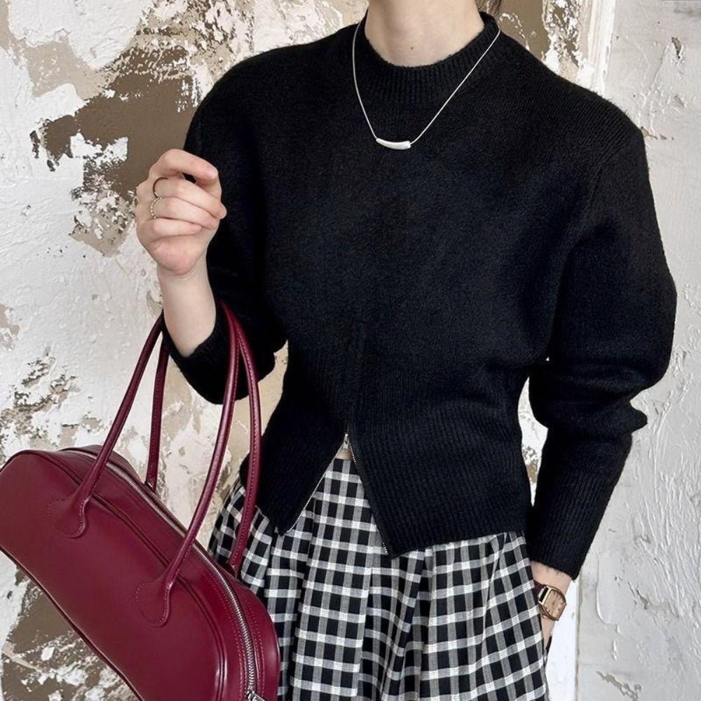 フロントZipスリットスリムニット|オフィスカジュアル レディース 通販【ミレジェネ】