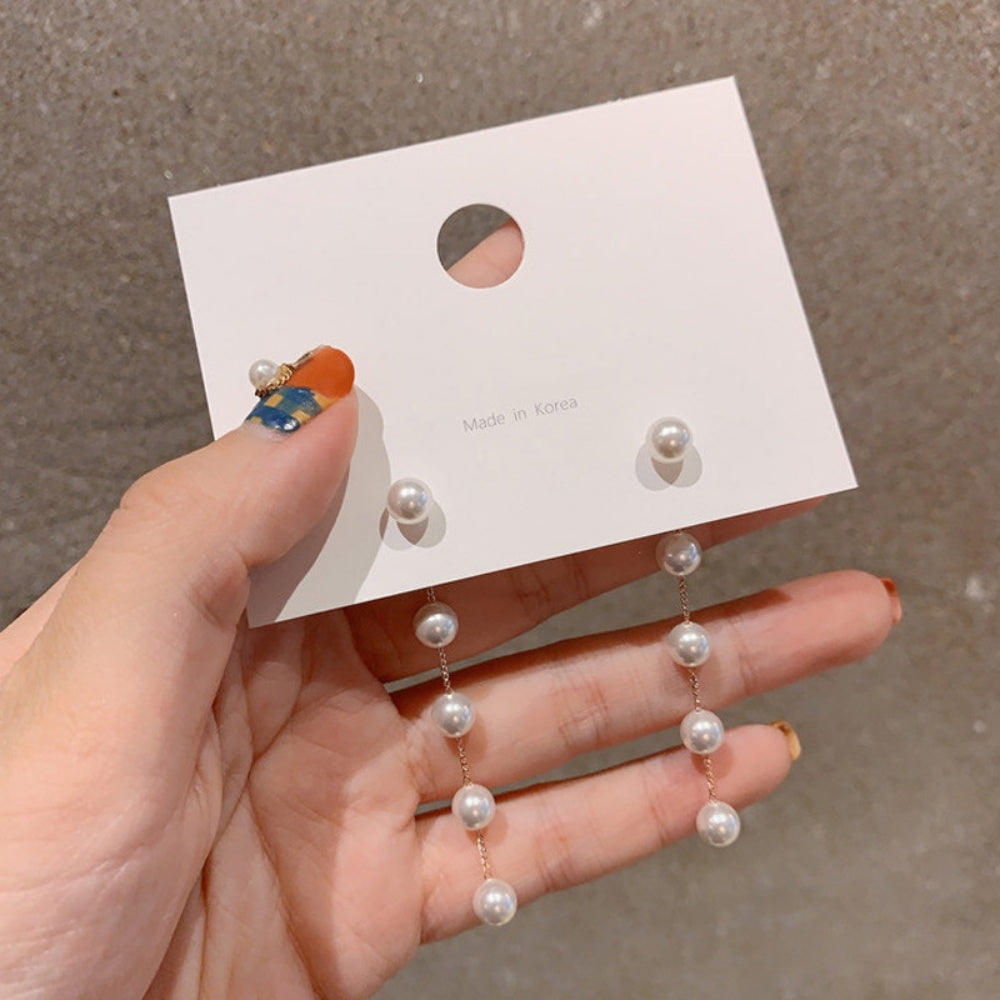 パールドロップチェーンピアス