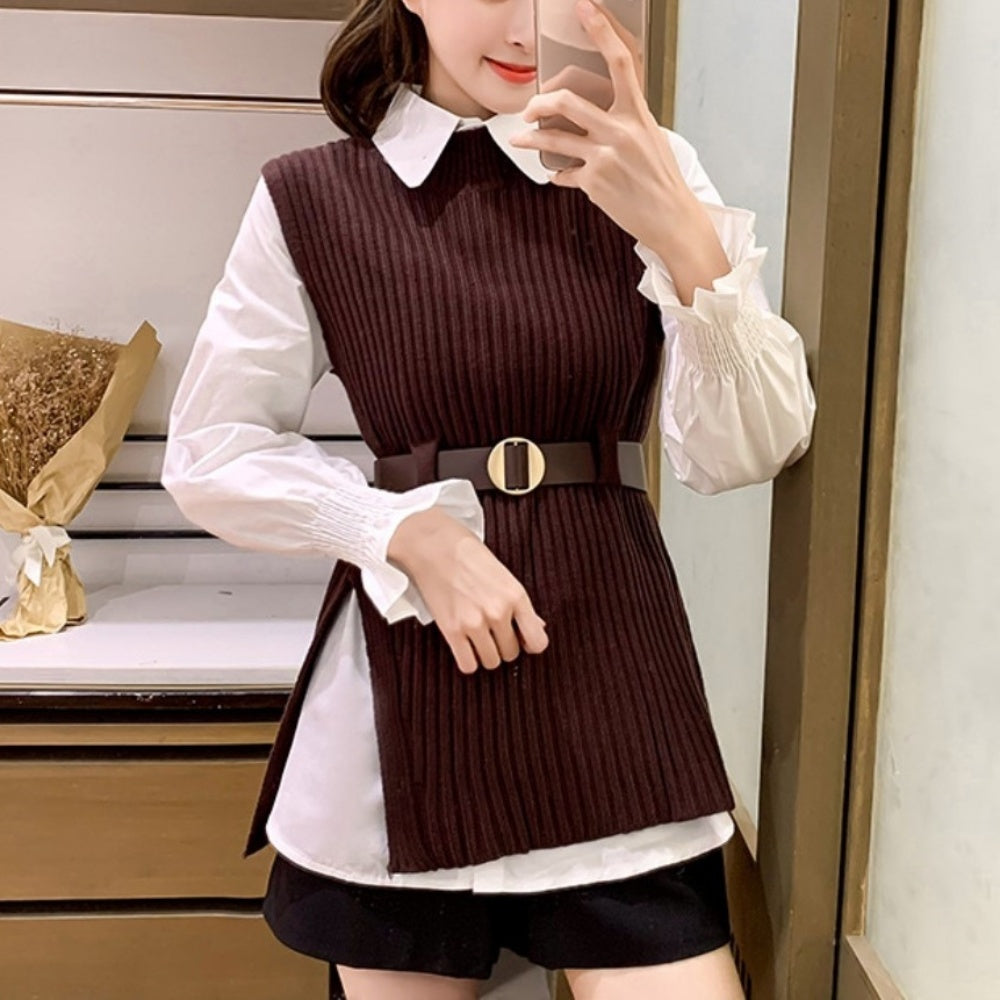 サイドスリットベスト×シャツセット