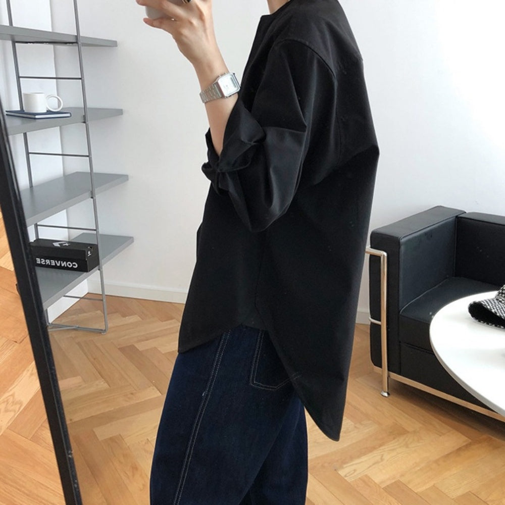 ラウンドネックゆったりシャツ
