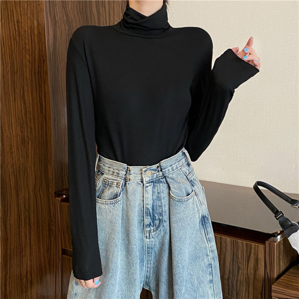 ベーシックタイトハイネックロングTシャツ