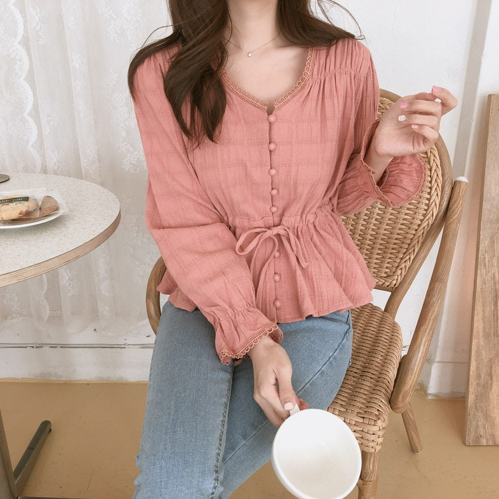 ロングスリーブペムラムトップス