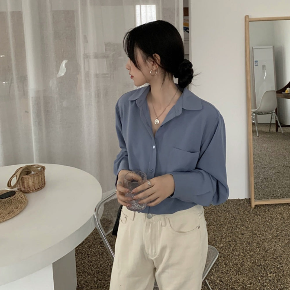 オフィスカジュアル 春 くすみカラーベーシックブラウス ミレジェネ