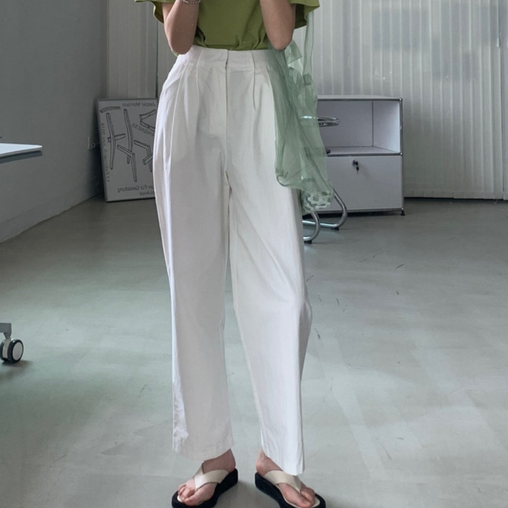 オフィスカジュアル 夏 コットンテーパードパンツ ミレジェネ